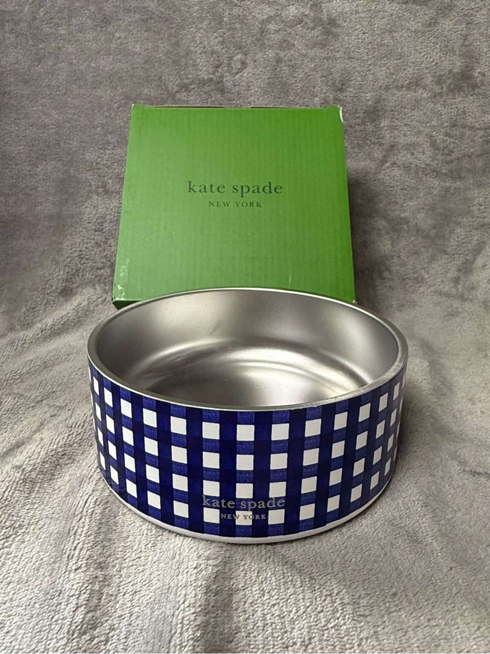 Kate Spade Navy Gingham pet bowl